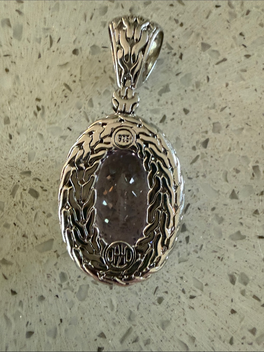 John Hardy Silver Pendant with Oval Purple Stone - Picture 2 of 2